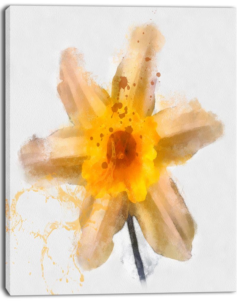 Designq Yellow Narcissus Sketch Watercolor - Extra Large Floral Canvas Art