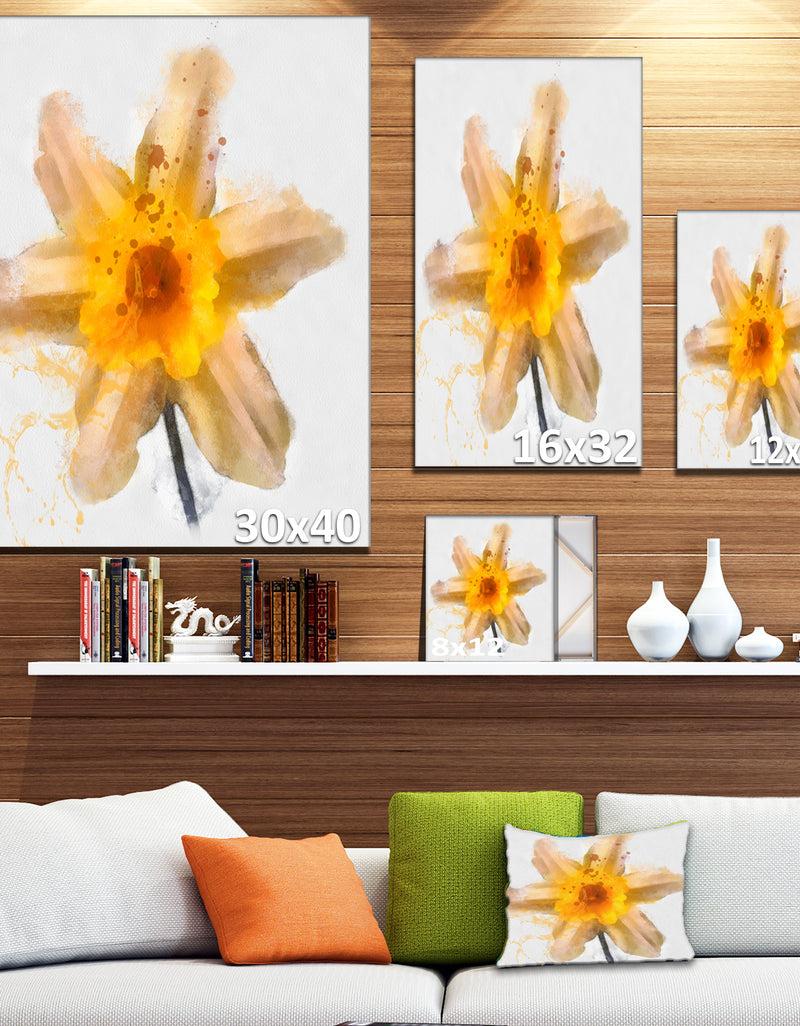 Designq Yellow Narcissus Sketch Watercolor - Extra Large Floral Canvas Art
