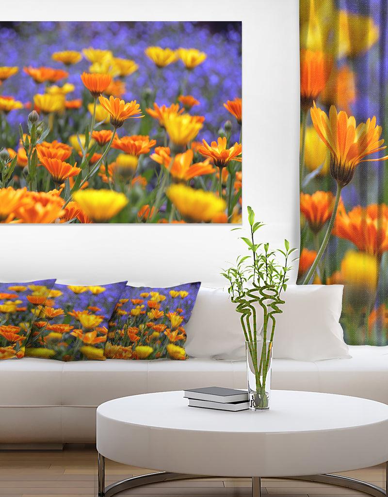 designq Yellow Orange Flower Garden - Extra Large Floral Canvas Art