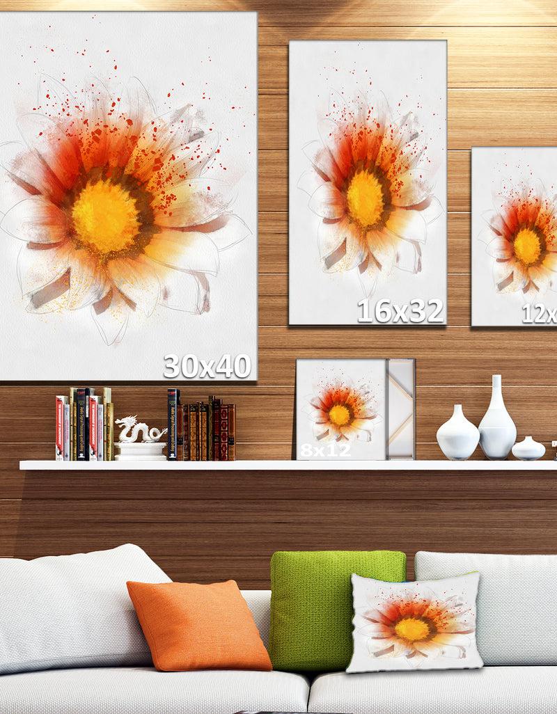Designq Yellow Orange Flower Watercolor - Flower Artwork On Canvas