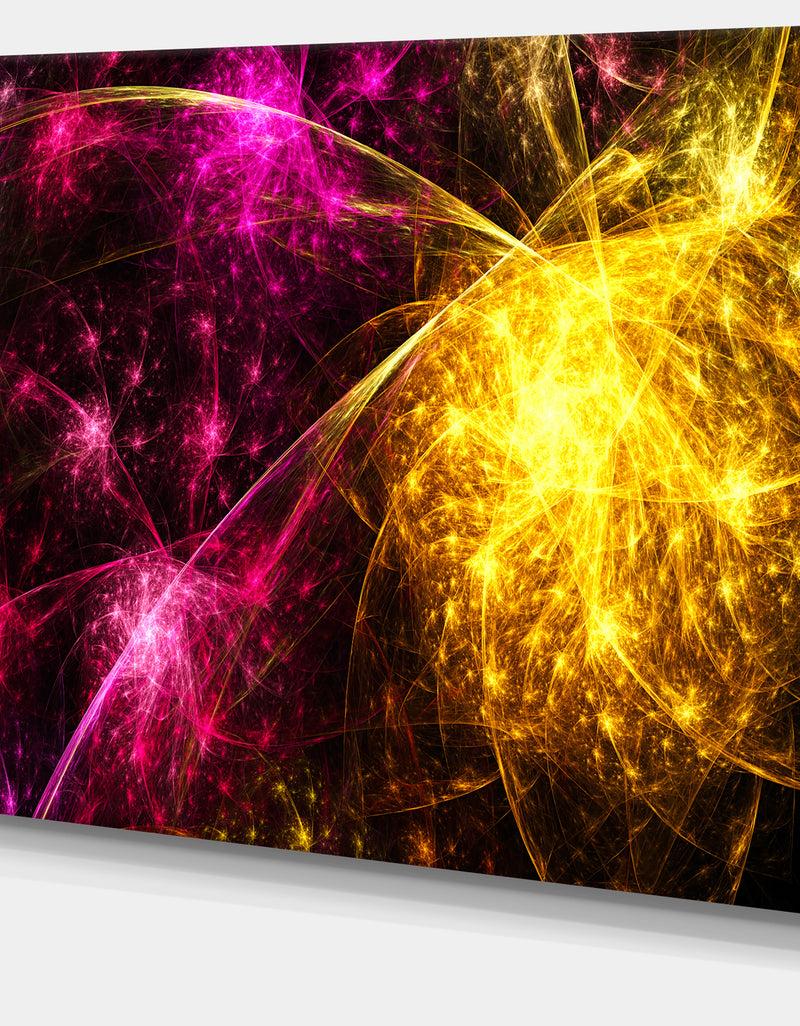 Designq Yellow Pink Colorful Fireworks'Extra Large Abstract Canvas Art Print