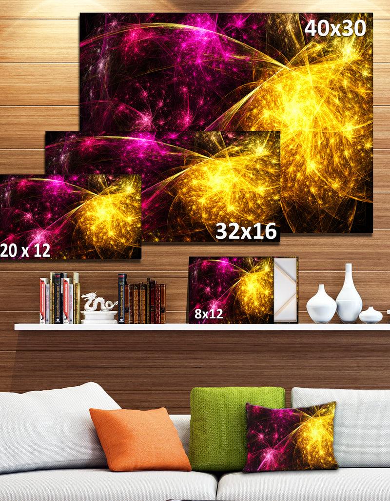 Designq Yellow Pink Colorful Fireworks'Extra Large Abstract Canvas Art Print
