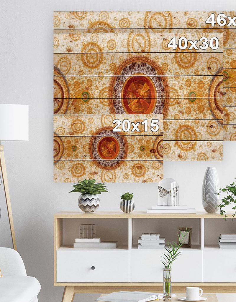 Designq Yellow Psychedelic Relaxing Art - Abstract Print On Natural Pine Wood