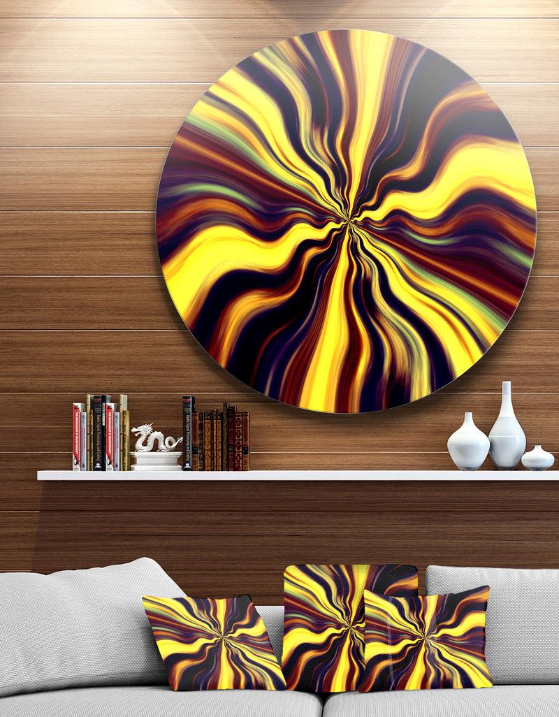 designq Yellow Purple Black Fantasy - Abstract Digital Art Circle Wall Art