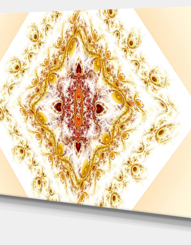 Designq Yellow Rhombus Fractal Design - Abstract Wall Art Canvas