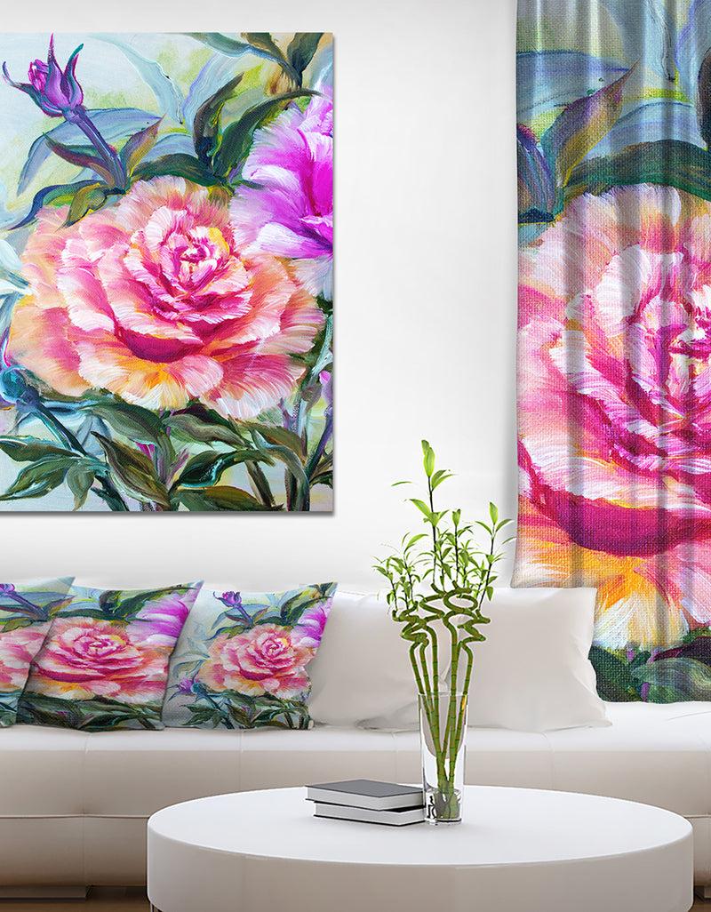 designq Yellow Roses - Floral Painting Print on Wrapped Canvas