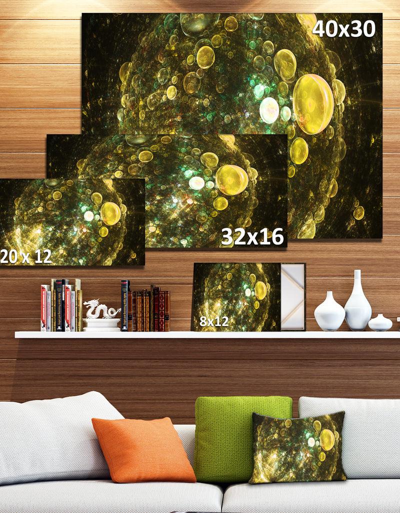 Designq Yellow Spherical Planet Bubbles - Extra Large Canvas Art Print