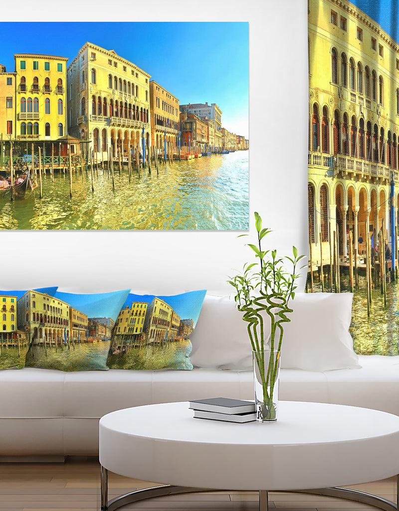 designq Yellow Tinged Grand Canal Venice - Cityscape Artwork Canvas