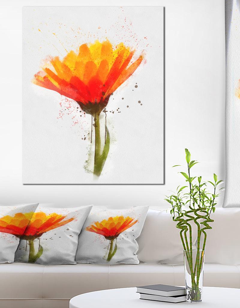 designq Yellow Watercolor Coreopsis Flower - Floral Canvas Artwork Print