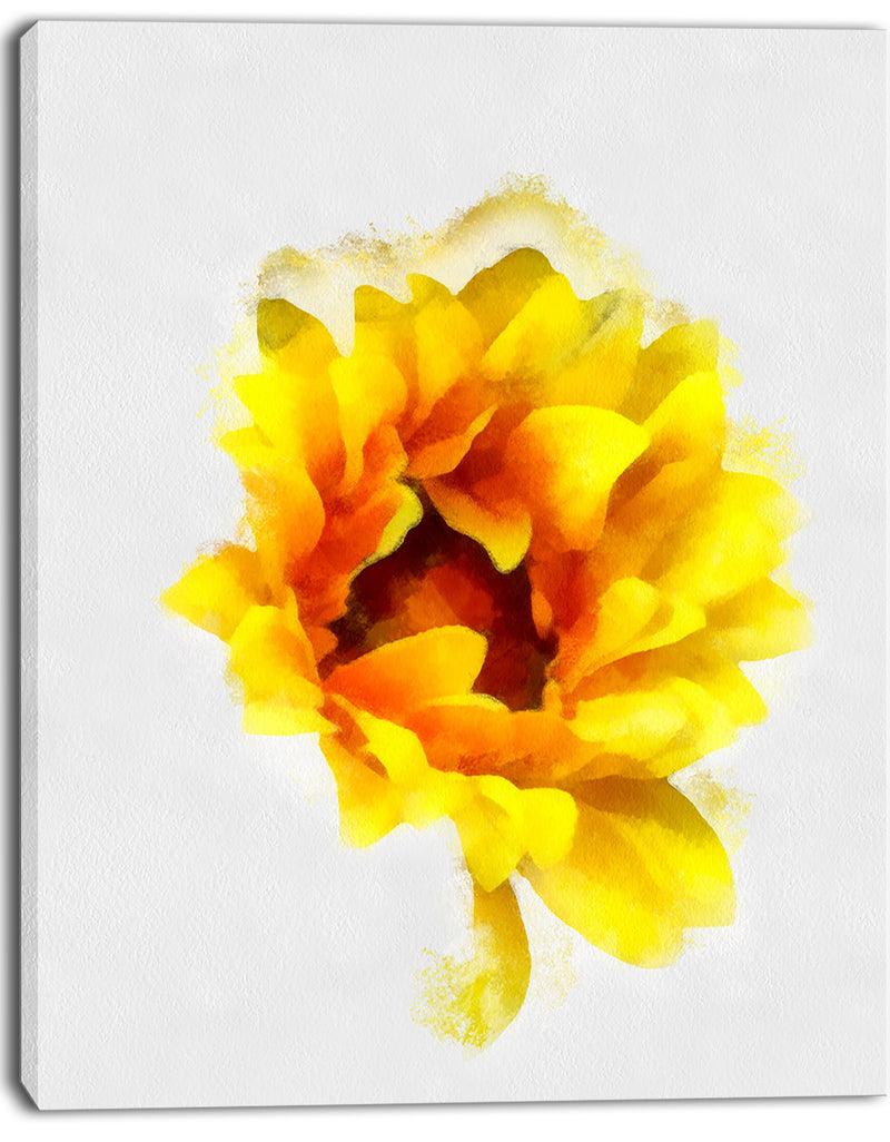 Designq Yellow Watercolor Sunflower - Floral Canvas Artwork Print