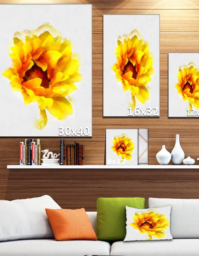 Designq Yellow Watercolor Sunflower - Floral Canvas Artwork Print