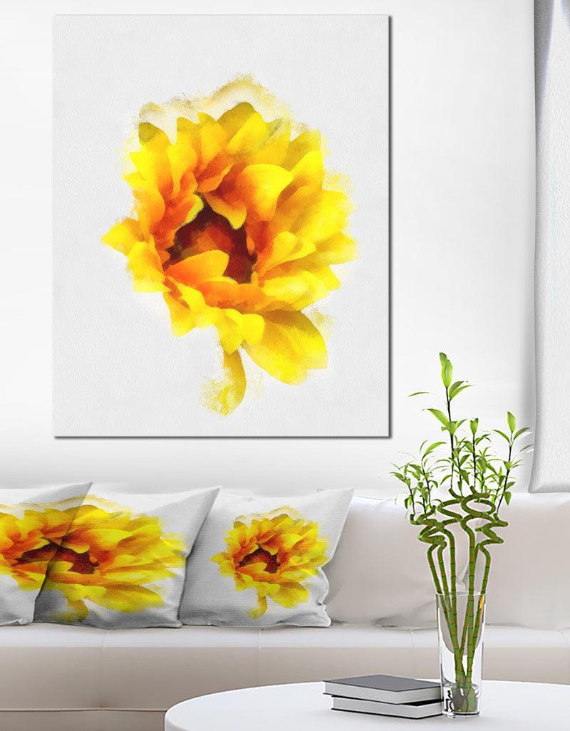 designq Yellow Watercolor Sunflower - Floral Canvas Artwork Print