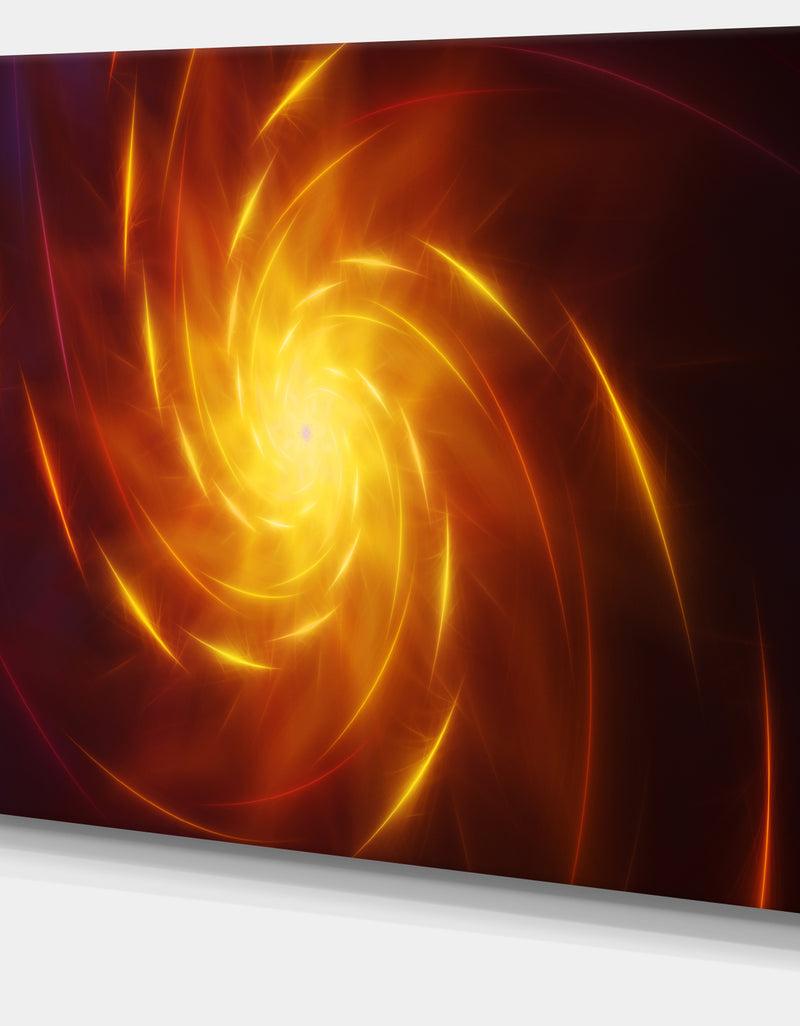 Designq Yellow Whirlpool Fractal Spirals'Large Abstract Canvas Art Print