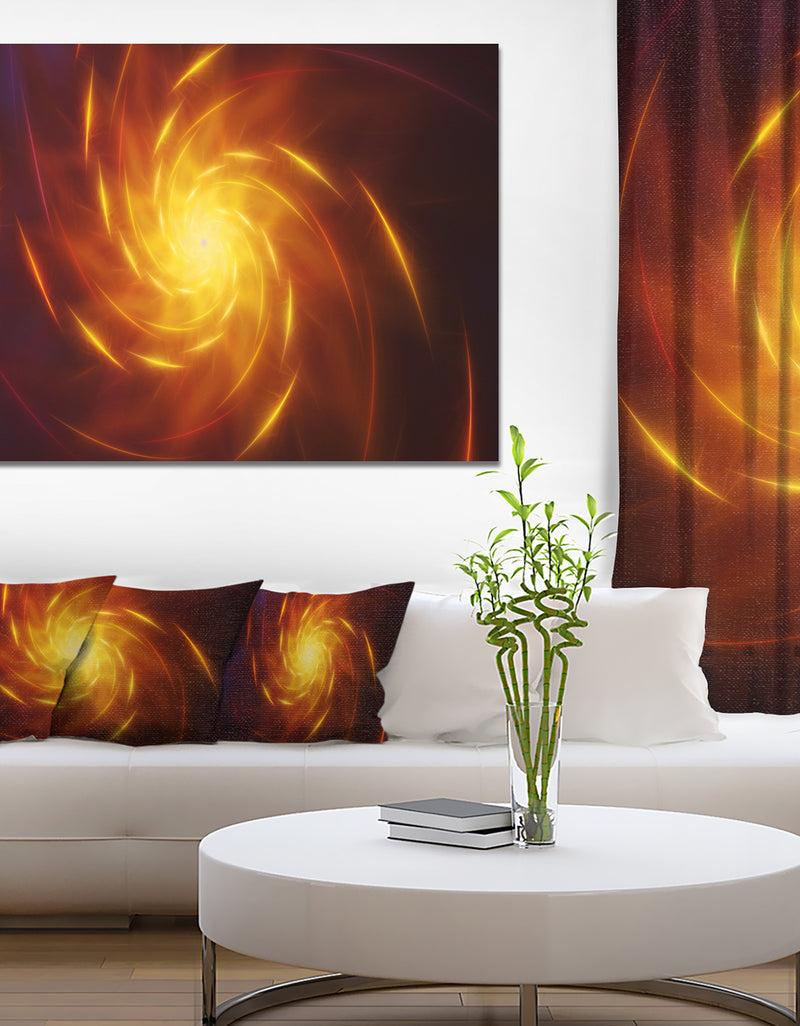 designq Yellow Whirlpool Fractal Spirals'Large Abstract Canvas Art Print