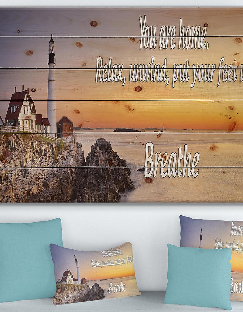 designq You are home. Relax unwind put your feet up - Textual Entrance Art on Wood Wall Art