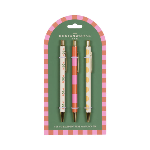 designworks ink A Dopo Set Of 3 Pens - Flower Stripe Lemon