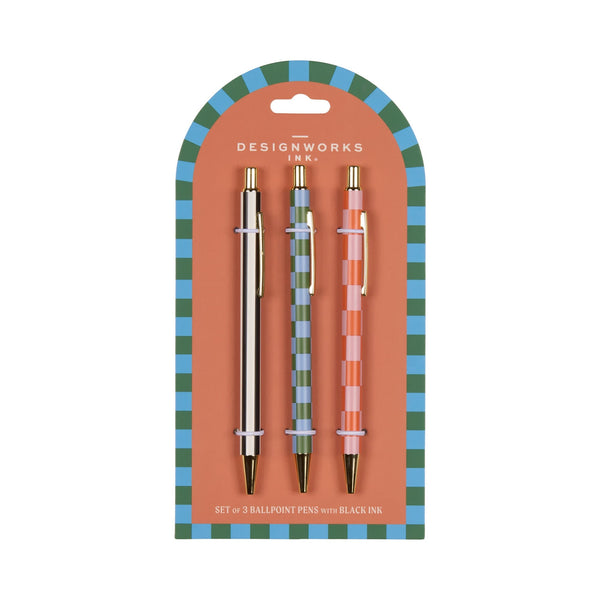 designworks ink A Dopo Set Of 3 Pens - Stripes & Checks