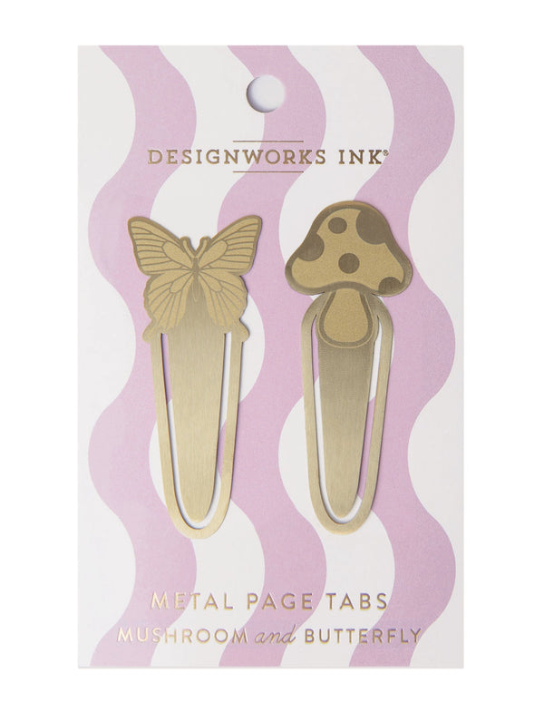 designworks ink Brass Page Tabs - Mushrooms + Butterfly
