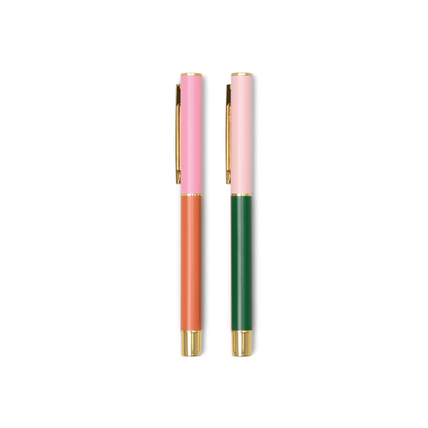 Designworks Ink Color Block Pens - Set Of 2 - Red Orange + Emerald