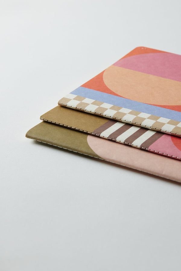 Designworks Ink Flex Notebooks Saddle Stitch Spine - Set Of 3 - Mod Geo