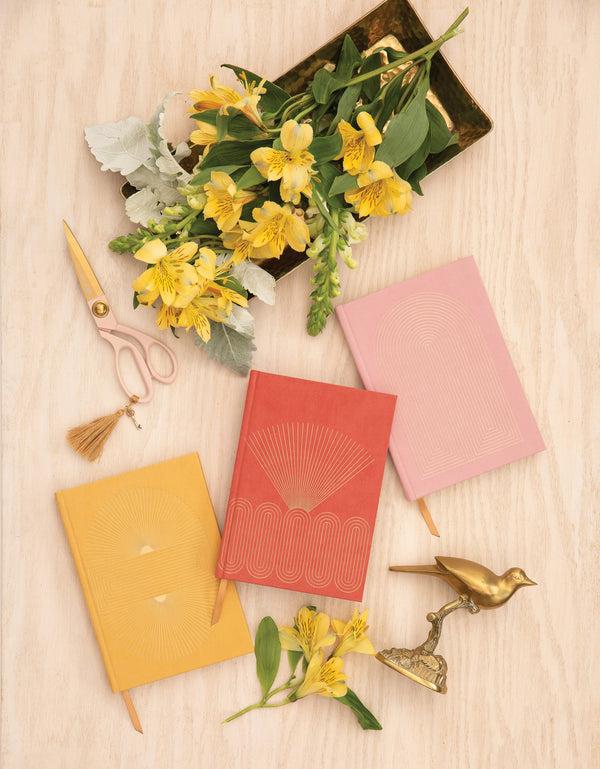 Designworks Ink Hard Cover Suede Cloth Journal With Pocket - Radiant Suns Block