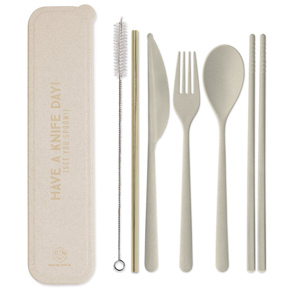 designworks ink Portable Flatware Set - "Have A Knife Day (See You Spoon )"