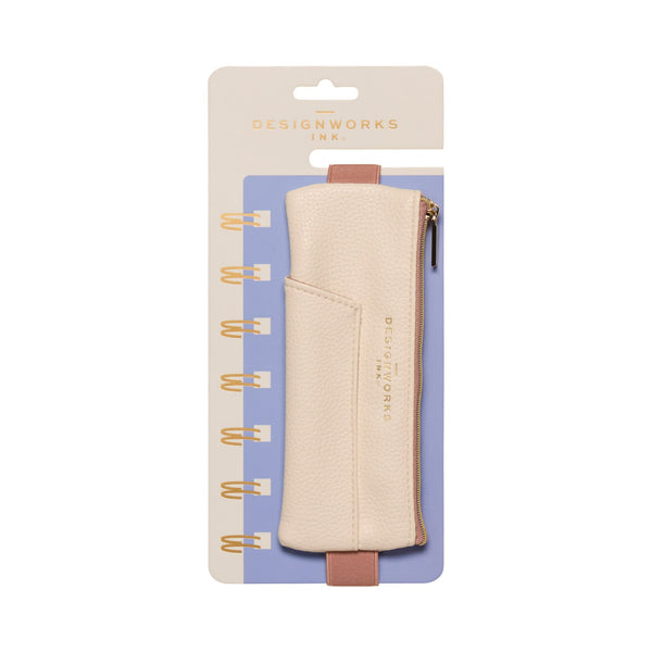 Designworks Ink Vegan Leather Pen Pouch - Cream + Taupe