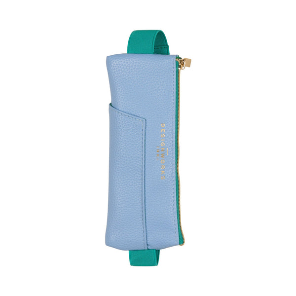 designworks ink Vegan Leather Pen Pouch - Light Blue + Green