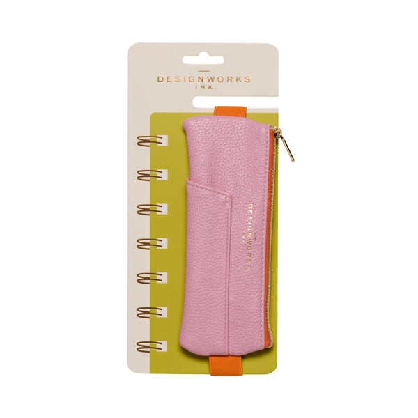 Designworks Ink Vegan Leather Pen Pouch - Pink + Orange