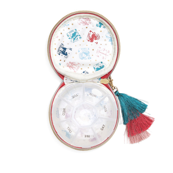 Designworks Ink Vegan Leather Travel Pill Case With Tassel - "Daily Vital-Mins"