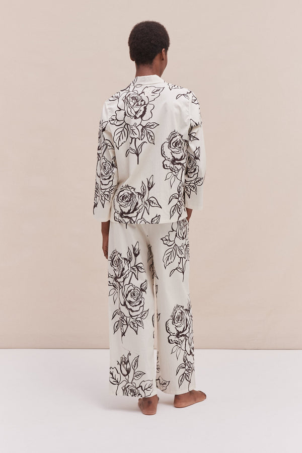 Desmond & Dempsey 402 Long Pyjama Set Rose Cream/Brown