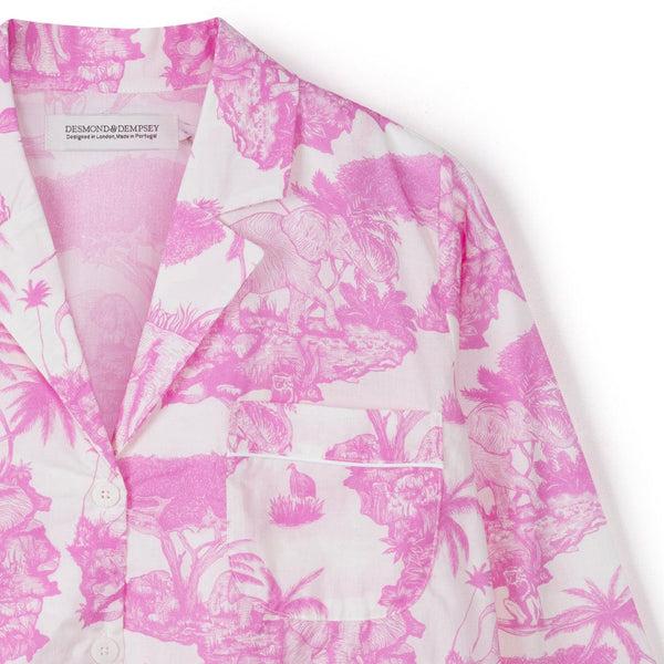 Desmond & Dempsey Boxy Shirt And Wide Leg Trouser Set Loxodonta Print Pink