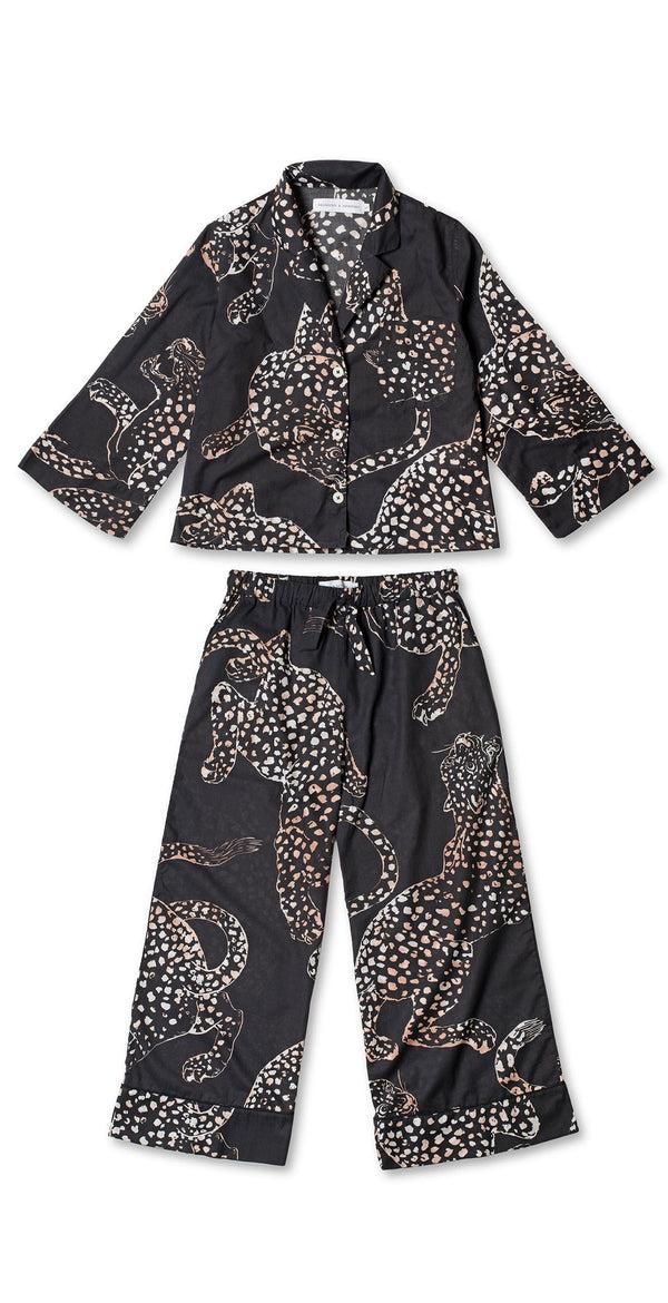 Desmond & Dempsey Boxy Shirt And Wide Leg Trouser Set The Jag Print Navy