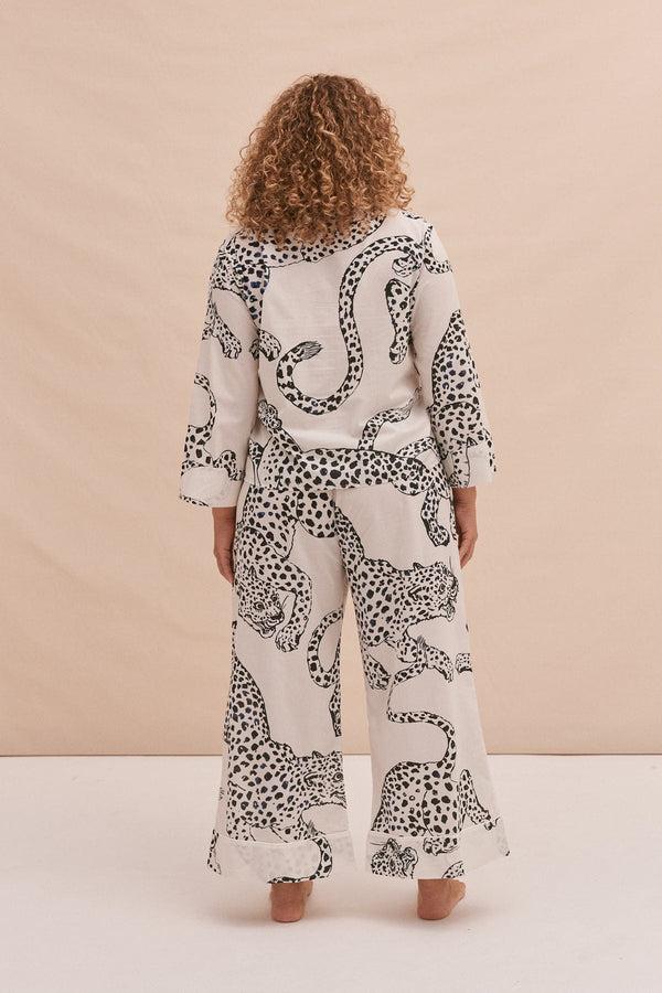 Desmond & Dempsey Boxy Shirt And Wide Leg Trouser Set The Jag Print Cream