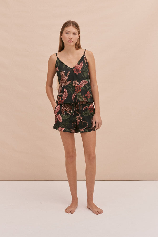 desmond & dempsey Cami Top and Shorts Set Soleia Leopard Print Multi