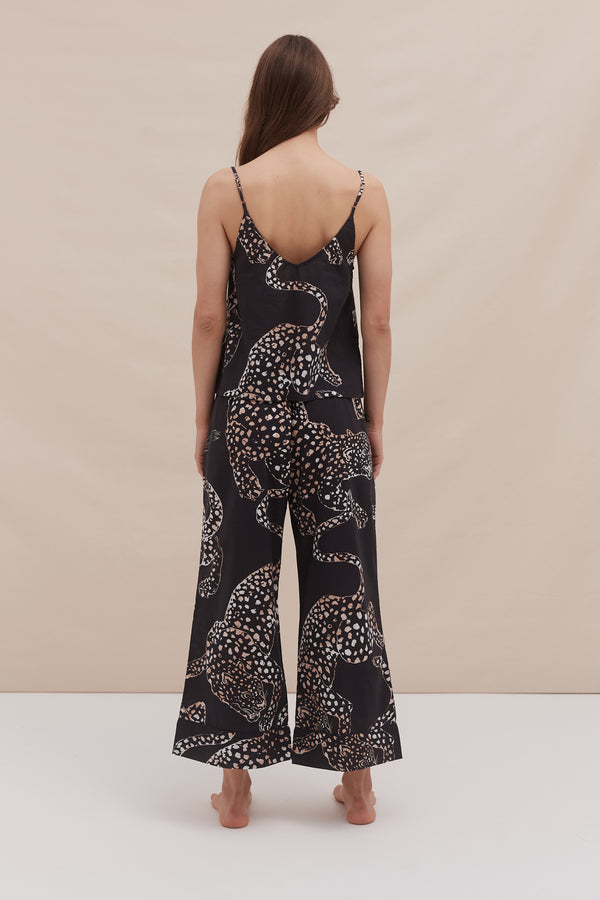 Desmond & Dempsey Cami Top And Wide Leg Trouser Set The Jag Print Navy