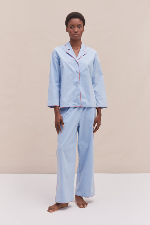 desmond & dempsey 402 Long Pyjama Set Blue