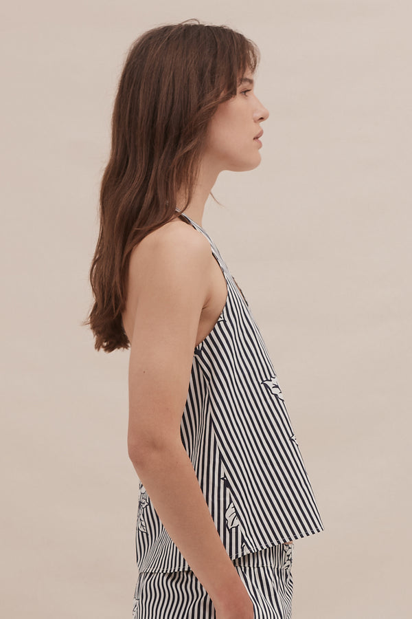 Desmond & Dempsey 402 Pinstripe Rose Navy