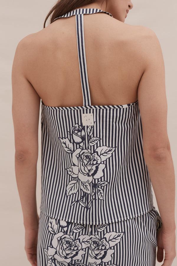 Desmond & Dempsey 402 Pinstripe Rose Navy