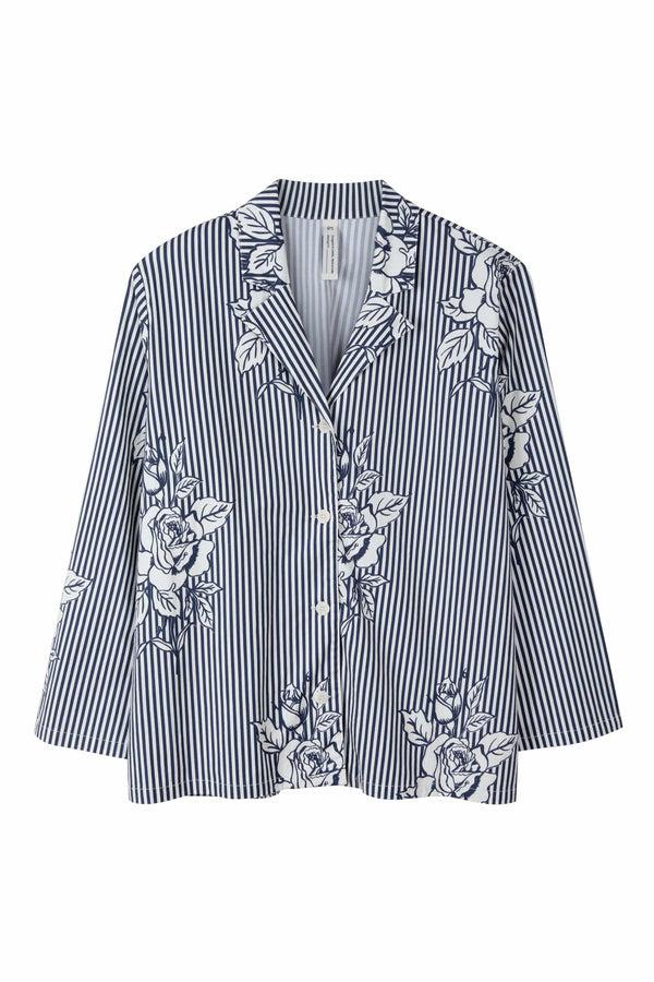 Desmond & Dempsey 402 Pinstripe Rose Navy