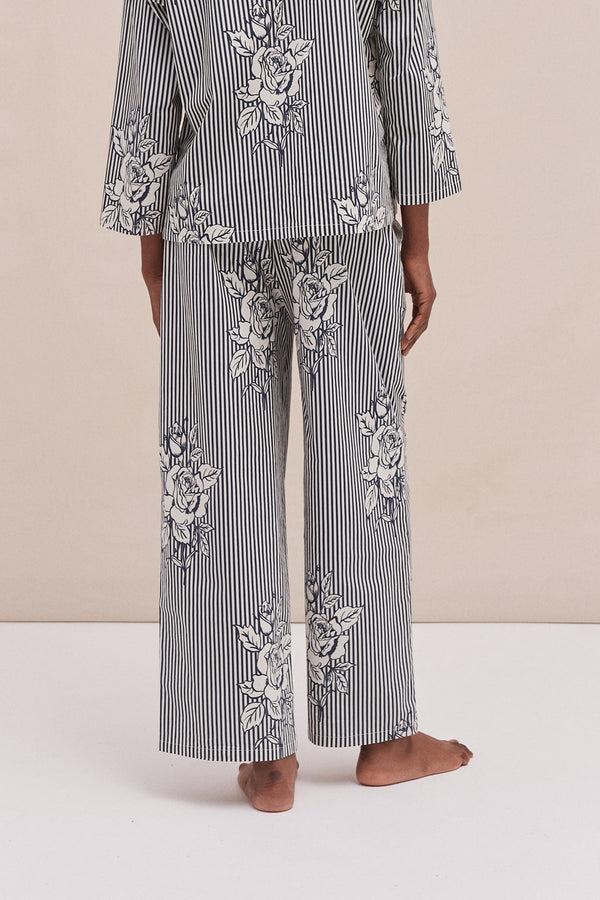 Desmond & Dempsey 402 Pinstripe Rose Navy