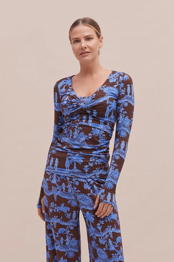 desmond & dempsey A Laced Dream Espresso/Blue