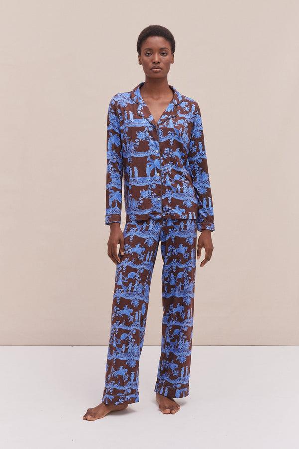 desmond & dempsey A Laced Dream Espresso/Blue