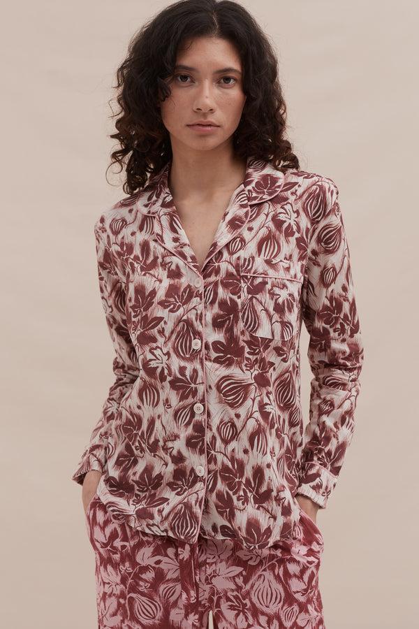 Desmond & Dempsey Alma Fig Burgundy/Cream