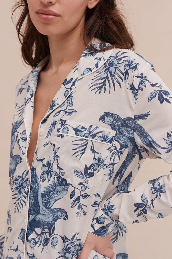 Desmond & Dempsey Bromley Parrot Blue/White