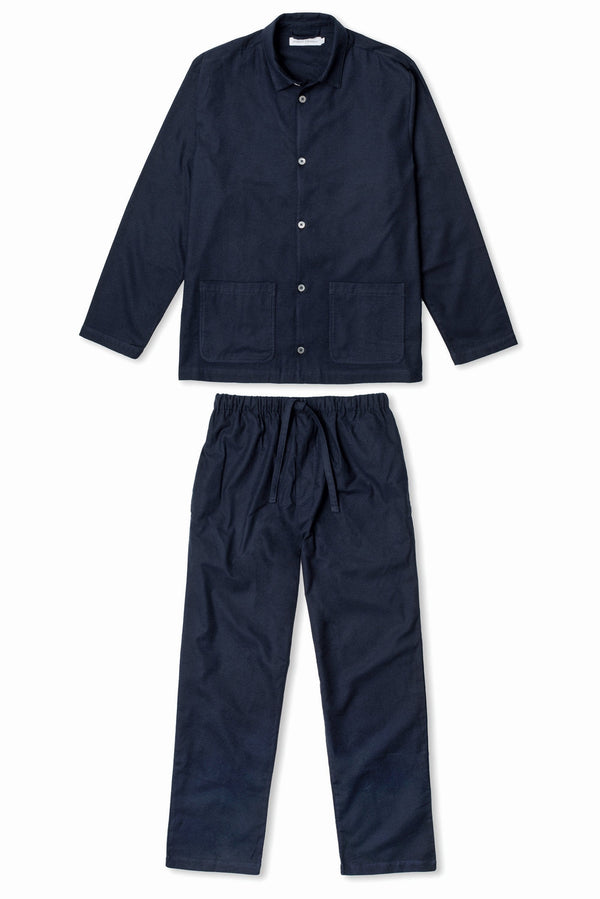 Desmond & Dempsey Brushed Cotton Navy