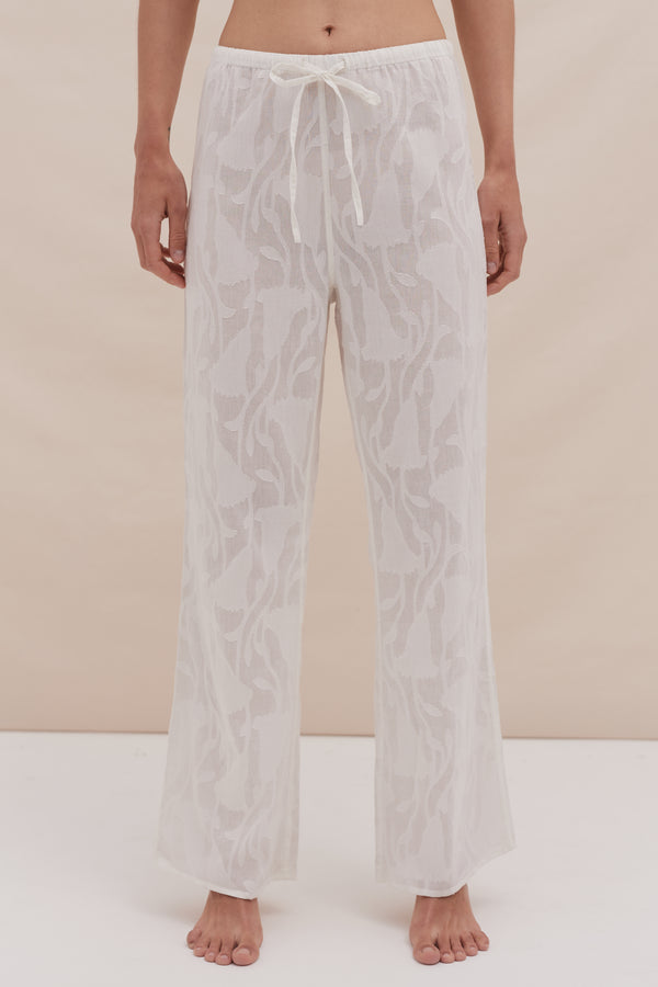 desmond & dempsey Floral Jacquard White