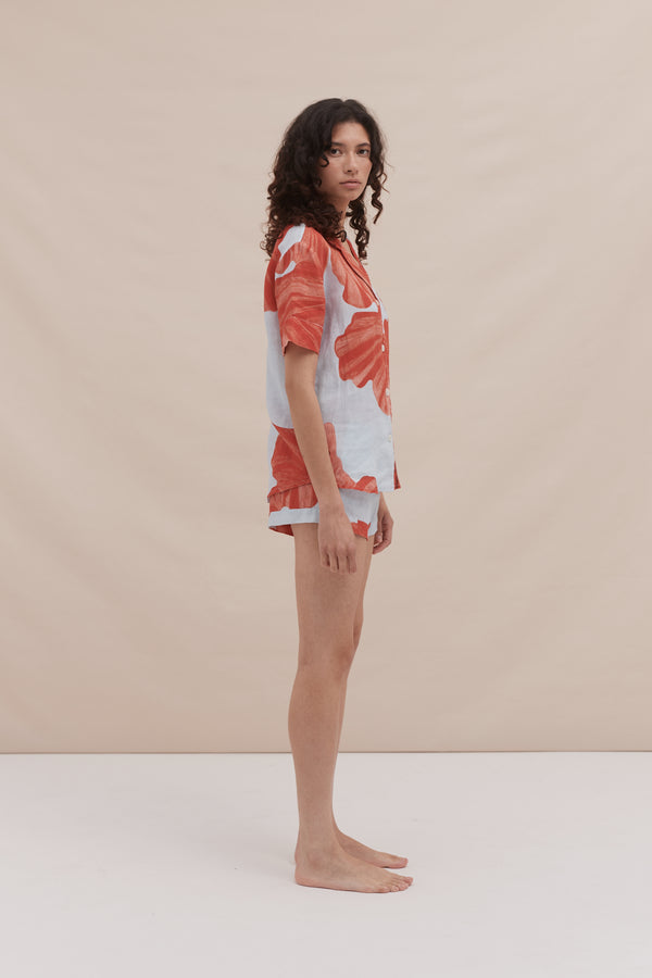 Desmond & Dempsey Grand Hibiscus Blue/Red