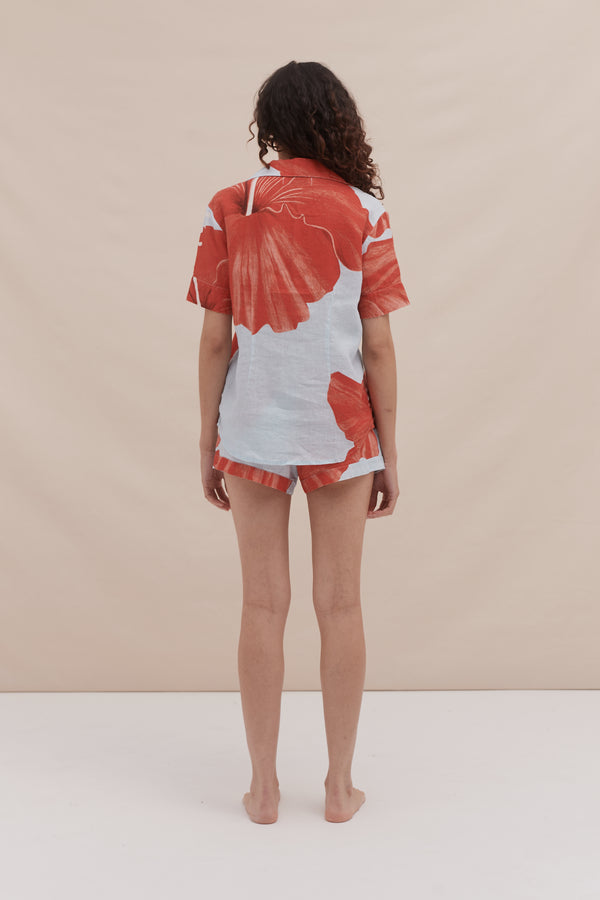 Desmond & Dempsey Grand Hibiscus Blue/Red