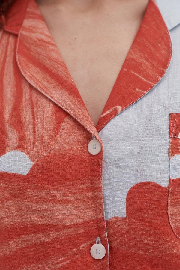 Desmond & Dempsey Grand Hibiscus Blue/Red